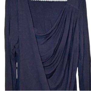 Chloe Madison Dramatic Drape Neck Long Sleeve Top  L